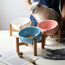 Load image into Gallery viewer, Diamond Ceramics Pet Bowls Dog Bowl Oblique Pet Feeder Large Capacity High Foot Oblique Bowl Protection Spine Cat Food Bowl 13