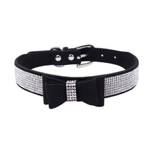 Load image into Gallery viewer, Full Rhinestone Soft Seude Leather Dog Collar Bling Padded Bow Knot Puppy Cat Pet Collar For Small Medium Breeds Dog Suppliers