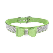 Load image into Gallery viewer, Full Rhinestone Soft Seude Leather Dog Collar Bling Padded Bow Knot Puppy Cat Pet Collar For Small Medium Breeds Dog Suppliers