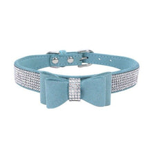 Load image into Gallery viewer, Full Rhinestone Soft Seude Leather Dog Collar Bling Padded Bow Knot Puppy Cat Pet Collar For Small Medium Breeds Dog Suppliers