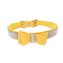 Load image into Gallery viewer, Full Rhinestone Soft Seude Leather Dog Collar Bling Padded Bow Knot Puppy Cat Pet Collar For Small Medium Breeds Dog Suppliers