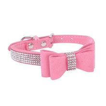 Load image into Gallery viewer, Full Rhinestone Soft Seude Leather Dog Collar Bling Padded Bow Knot Puppy Cat Pet Collar For Small Medium Breeds Dog Suppliers